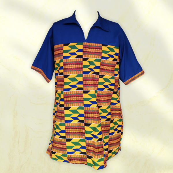 Blue-kente collar shirt